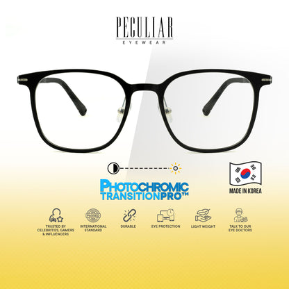Peculiar Suji Square Korean BIO-Plastic Super Flex Computer Anti-Radiation Replaceable Lens Eyeglasses