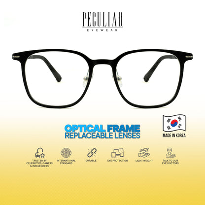 Peculiar Suji Square Korean BIO-Plastic Super Flex Computer Anti-Radiation Replaceable Lens Eyeglasses