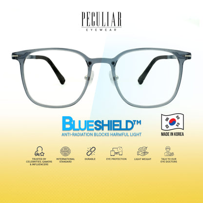 Peculiar Suji Square Korean BIO-Plastic Super Flex Computer Anti-Radiation Replaceable Lens Eyeglasses