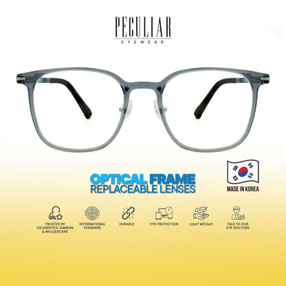Peculiar Suji Square Korean BIO-Plastic Super Flex Computer Anti-Radiation Replaceable Lens Eyeglasses