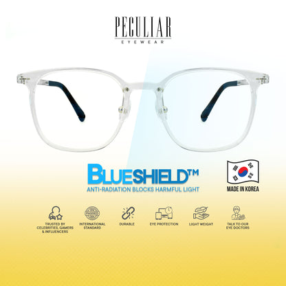Peculiar Suji Square Korean BIO-Plastic Super Flex Computer Anti-Radiation Replaceable Lens Eyeglasses