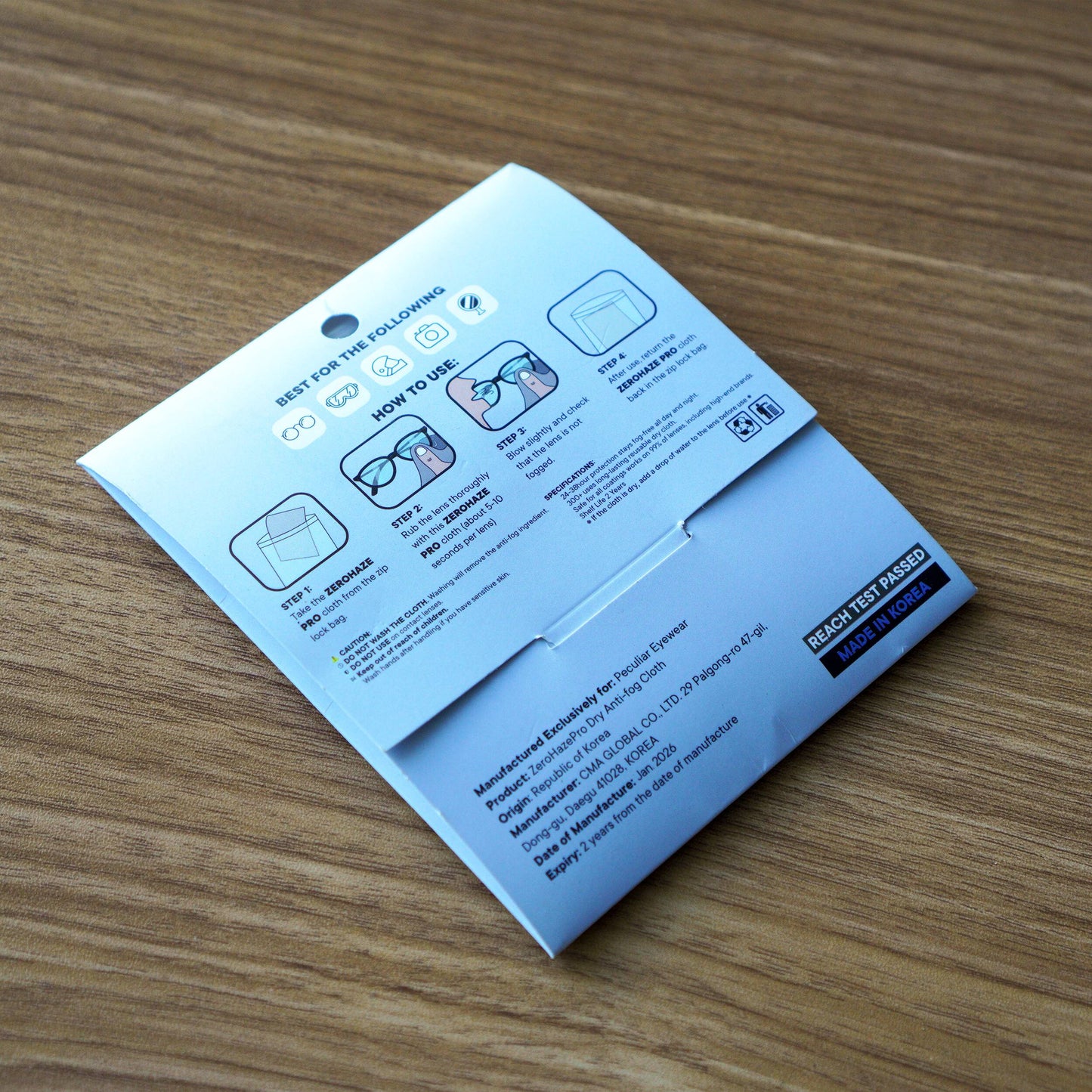 Peculiar ZeroHazePro Infuse Anti-Fog Nano-Technology Cloth Reuseable 300x for 38 hours Non-Toxic