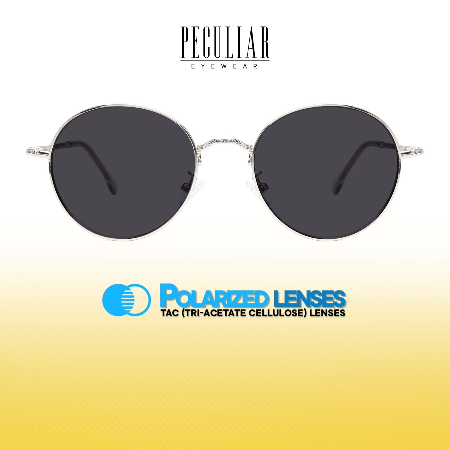 Peculiar Zion Round Metal Sunglasses Polarized TAC UV400 & Anti-Rad Lenses Replaceable Frames for Men & Women