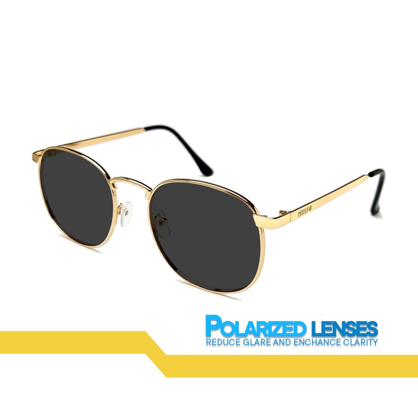Peculiar Hugo Square Metal Sunglasses Polarized TAC UV400 & Anti-Rad Lenses Replaceable Frames for Men & Women