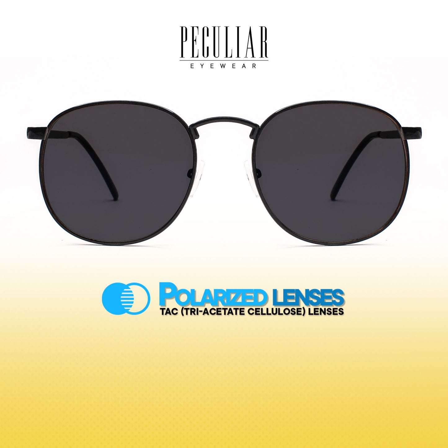 Peculiar Hugo Square Metal Sunglasses Polarized TAC UV400 & Anti-Rad Lenses Replaceable Frames for Men & Women