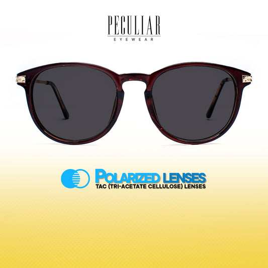 Peculiar Sarah Round Acetate Sunglasses Polarized TAC UV400 & Anti-Rad Lenses Replaceable Frames for Men & Women