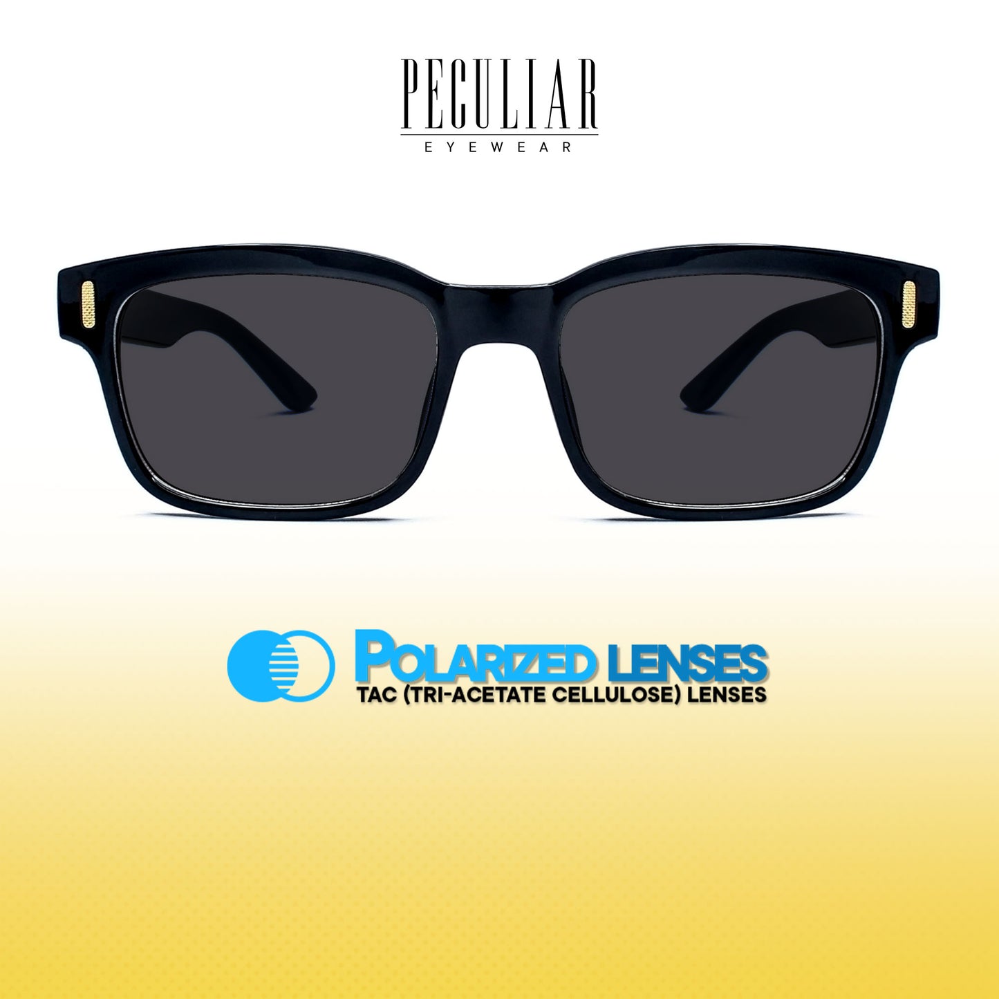 Peculiar Marvy Rectangular Acetate Sunglasses Polarized TAC UV400 & Anti-Rad Lenses Replaceable Frames for Men & Women