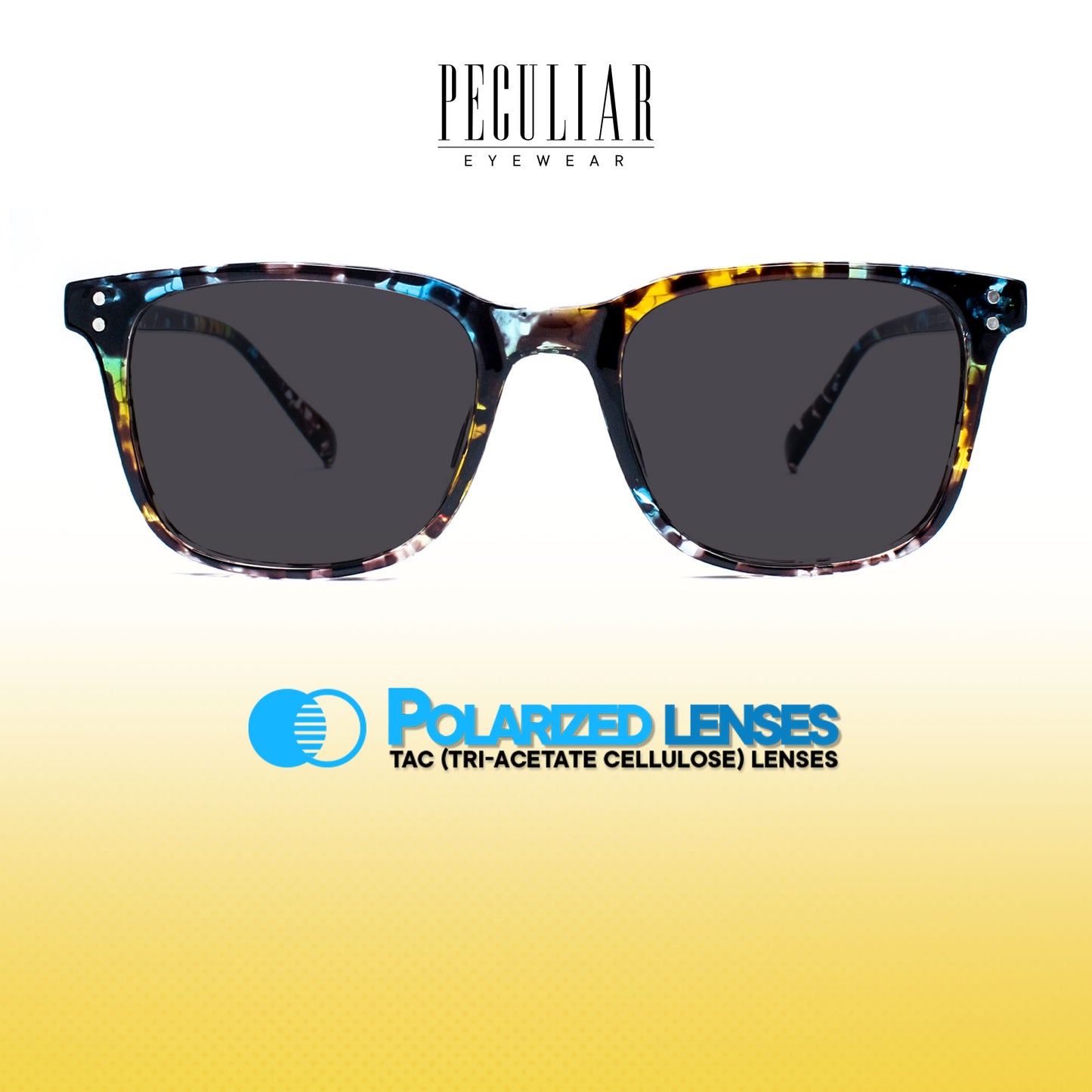 Peculiar Leo Square Acetate Sunglasses Polarized TAC UV400 & Anti-Rad Lenses Replaceable Frames for Men & Women