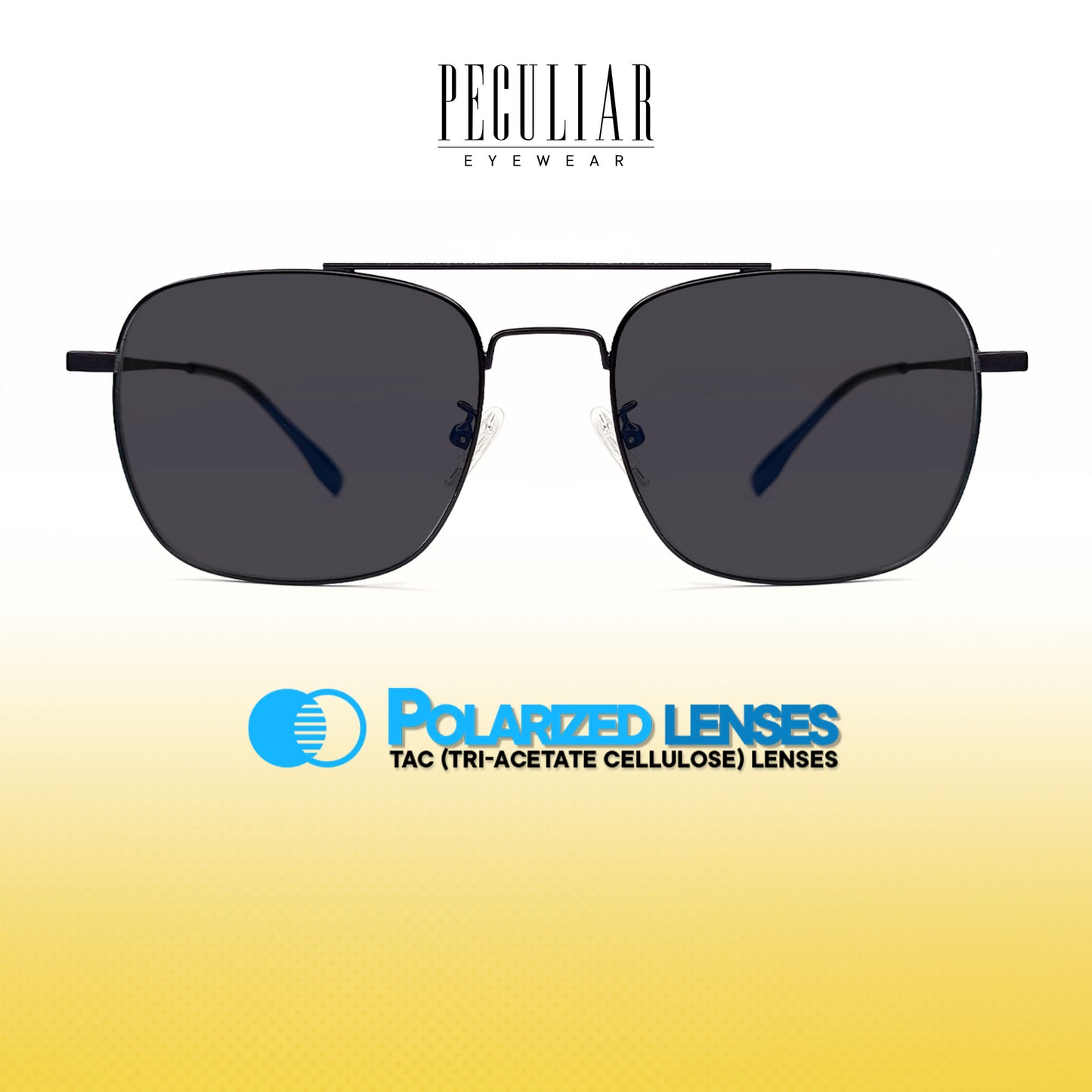 Peculiar Ash Aviator Metal Sunglasses Polarized TAC UV400 & Anti-Rad Lenses Replaceable Frames for Men & Women