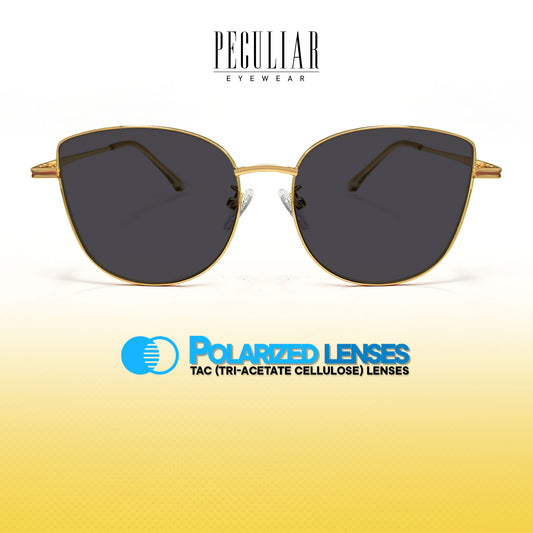 Peculiar Ana Cat Eye Metal Sunglasses Polarized TAC UV400 & Anti-Rad Lenses Replaceable Frames for Men & Women