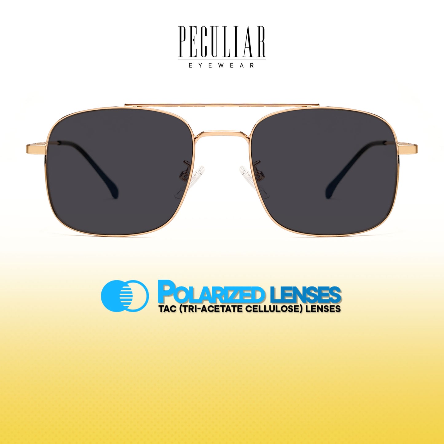 Peculiar Zane Aviator Metal Sunglasses Polarized TAC UV400 & Anti-Rad Lenses Replaceable Frames for Men & Women