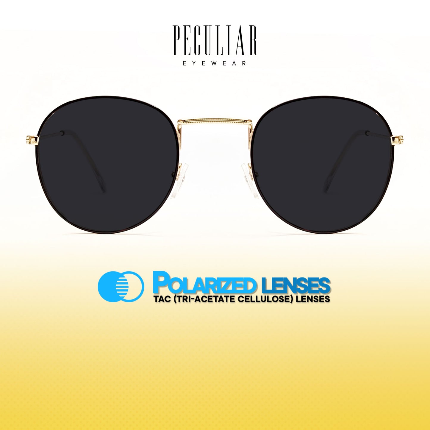 Peculiar Louise Round Metal Sunglasses Polarized TAC UV400 & Anti-Rad Lenses Replaceable Frames for Men & Women