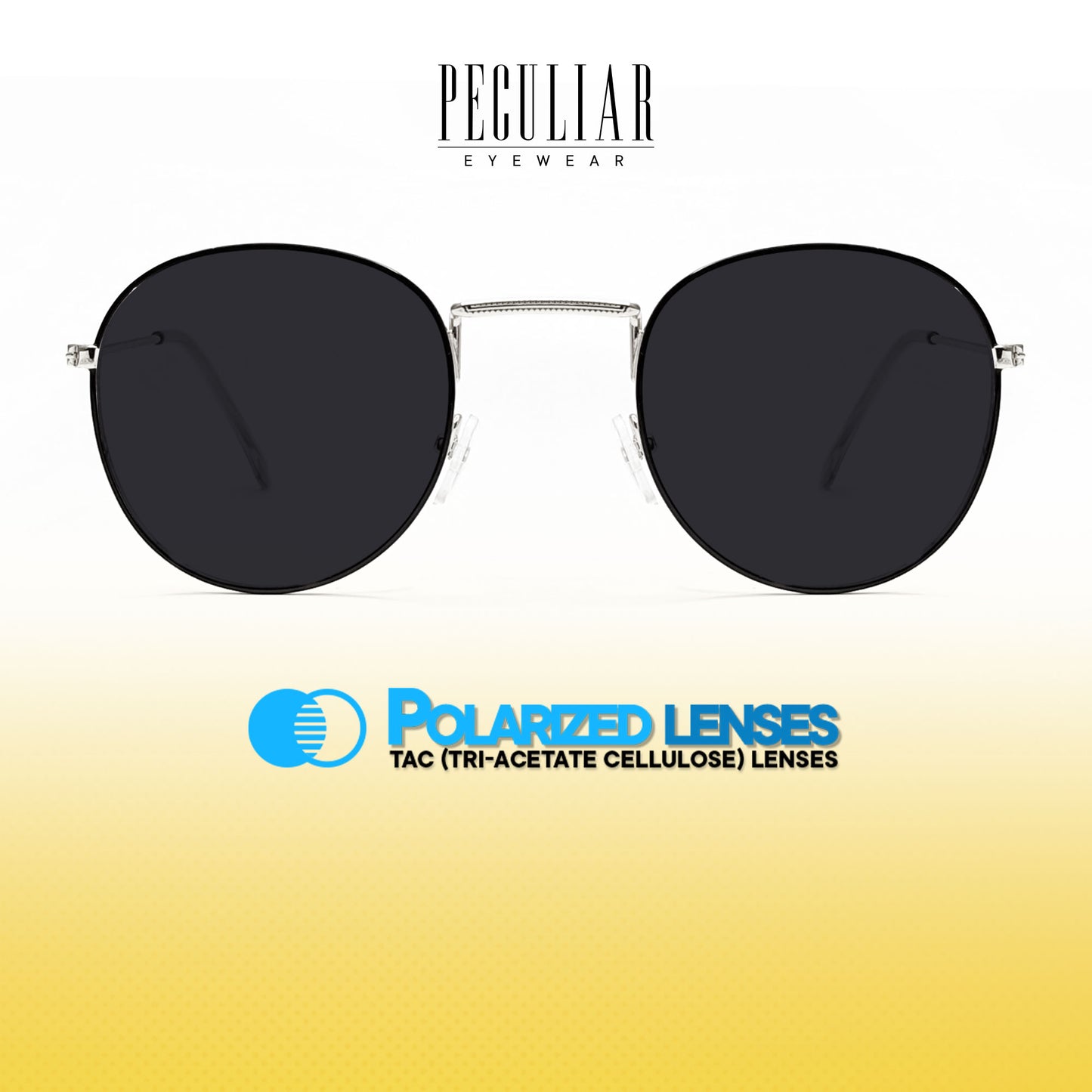 Peculiar Louise Round Metal Sunglasses Polarized TAC UV400 & Anti-Rad Lenses Replaceable Frames for Men & Women