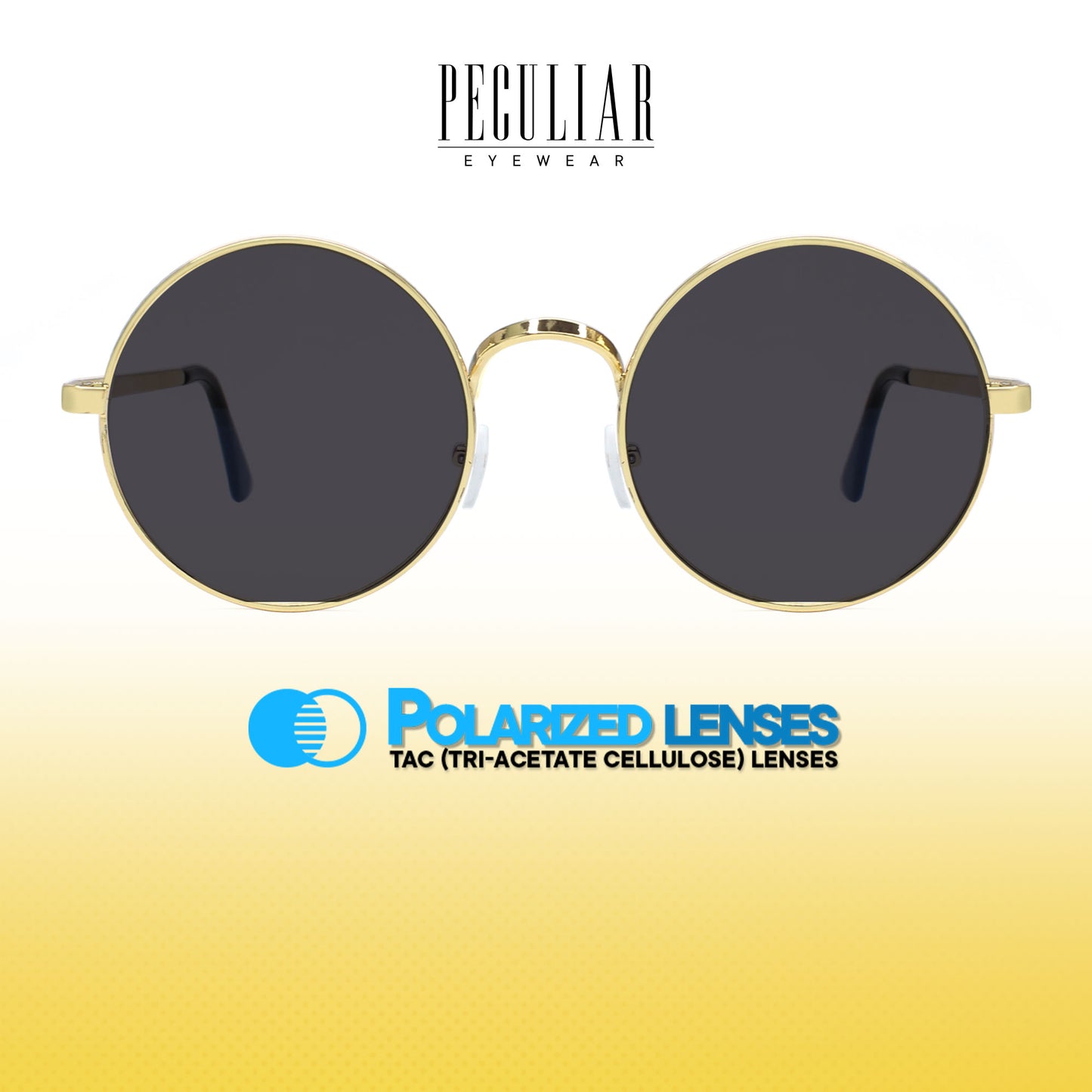 Peculiar Eli Round Metal Sunglasses Polarized TAC UV400 & Anti-Rad Lenses Replaceable Frames for Men & Women