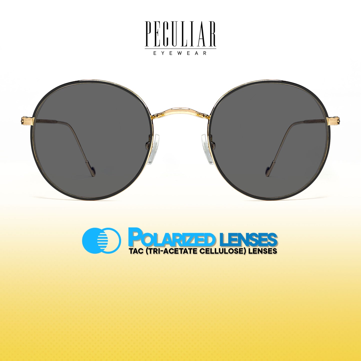 Peculiar Erin Round Metal Sunglasses Polarized TAC UV400 & Anti-Rad Lenses Replaceable Frames for Men & Women