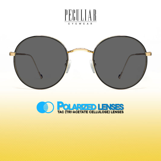 Peculiar Erin Round Metal Sunglasses Polarized TAC UV400 & Anti-Rad Lenses Replaceable Frames for Men & Women