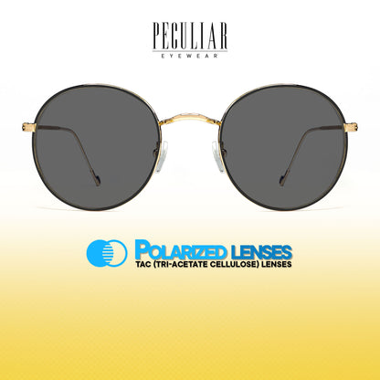 Peculiar Erin Round Metal Sunglasses Polarized TAC UV400 & Anti-Rad Lenses Replaceable Frames for Men & Women