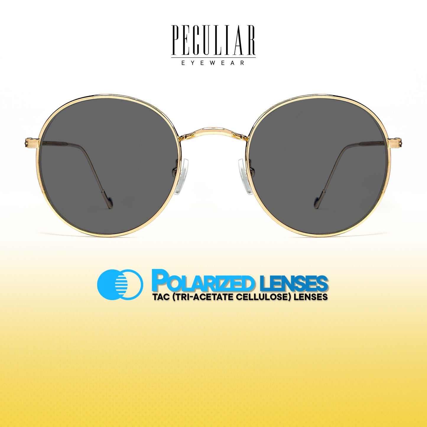 Peculiar Erin Round Metal Sunglasses Polarized TAC UV400 & Anti-Rad Lenses Replaceable Frames for Men & Women
