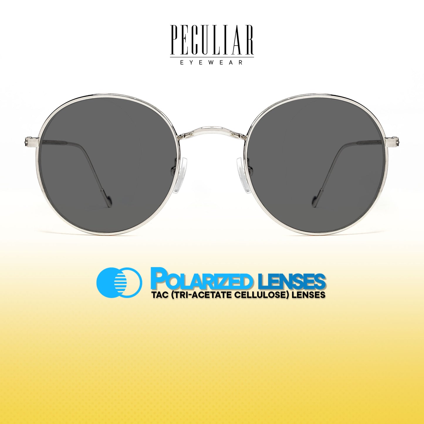 Peculiar Erin Round Metal Sunglasses Polarized TAC UV400 & Anti-Rad Lenses Replaceable Frames for Men & Women