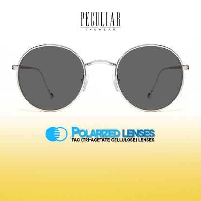 Peculiar Erin Round Metal Sunglasses Polarized TAC UV400 & Anti-Rad Lenses Replaceable Frames for Men & Women