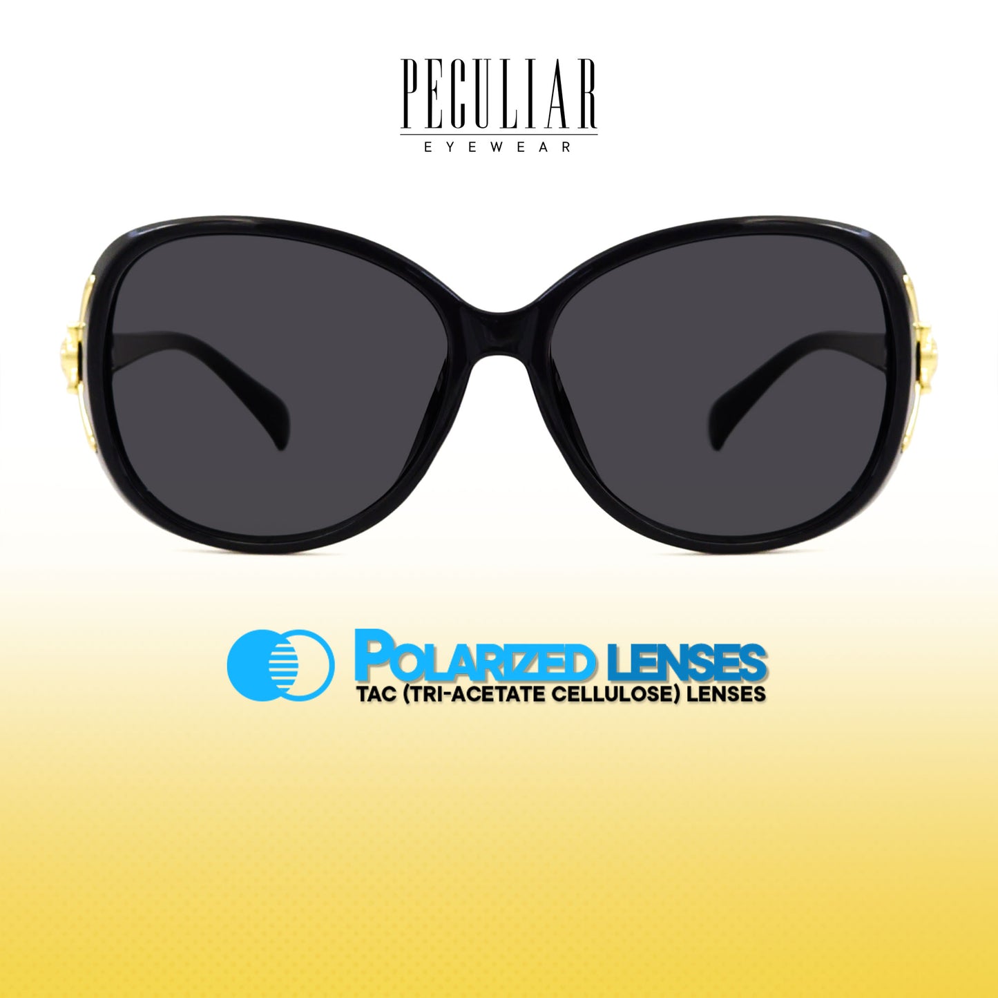 Peculiar Lulu Round Oversize Acetate Sunglasses Polarized TAC UV400 & Anti-Rad Lenses Replaceable Frames for Men & Women