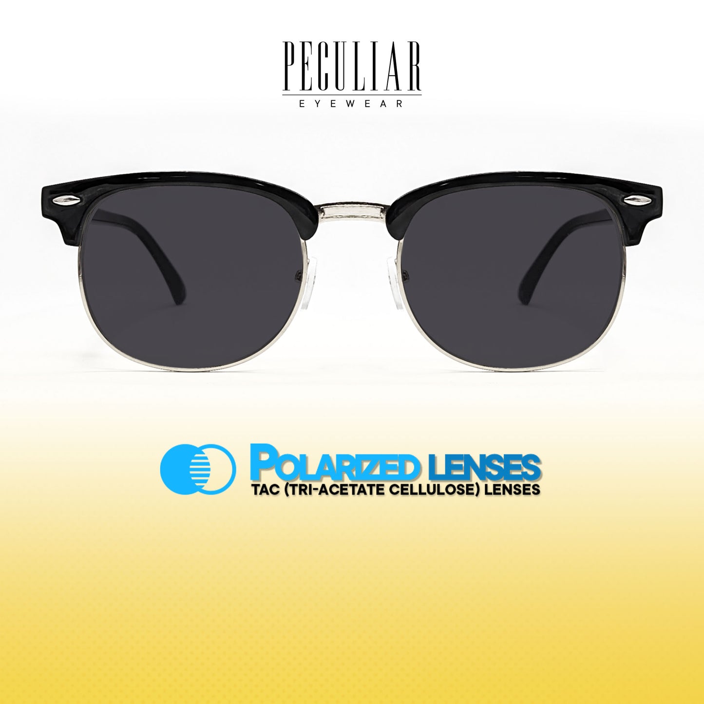 Peculiar Clubmaster Acetate Sunglasses Polarized TAC UV400 & Anti-Rad Lenses Replaceable Frames for Men & Women
