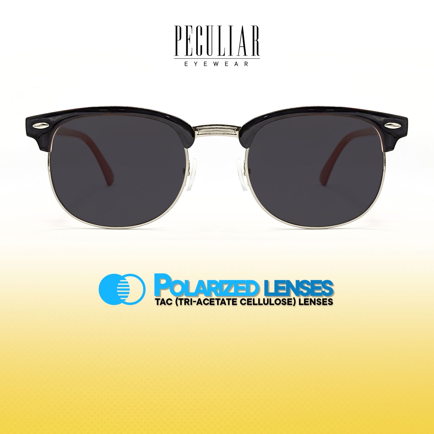 Peculiar Clubmaster Acetate Sunglasses Polarized TAC UV400 & Anti-Rad Lenses Replaceable Frames for Men & Women