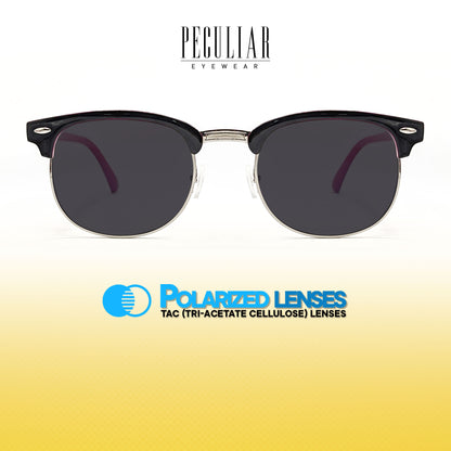 Peculiar Clubmaster Acetate Sunglasses Polarized TAC UV400 & Anti-Rad Lenses Replaceable Frames for Men & Women