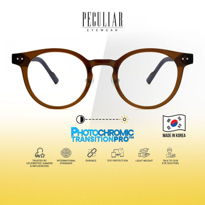 Peculiar Hane Round Korean BIO-Plastic Super Flex Computer Anti-Radiation Replaceable Lens Eyeglasses