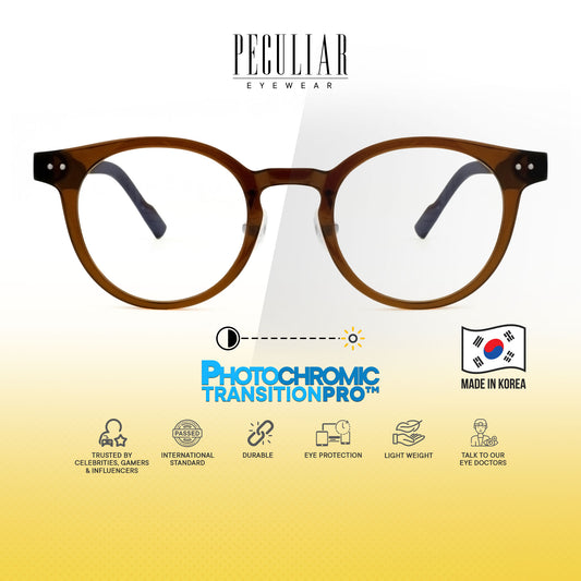 Peculiar Hane Round Korean BIO-Plastic Super Flex Computer Anti-Radiation Replaceable Lens Eyeglasses
