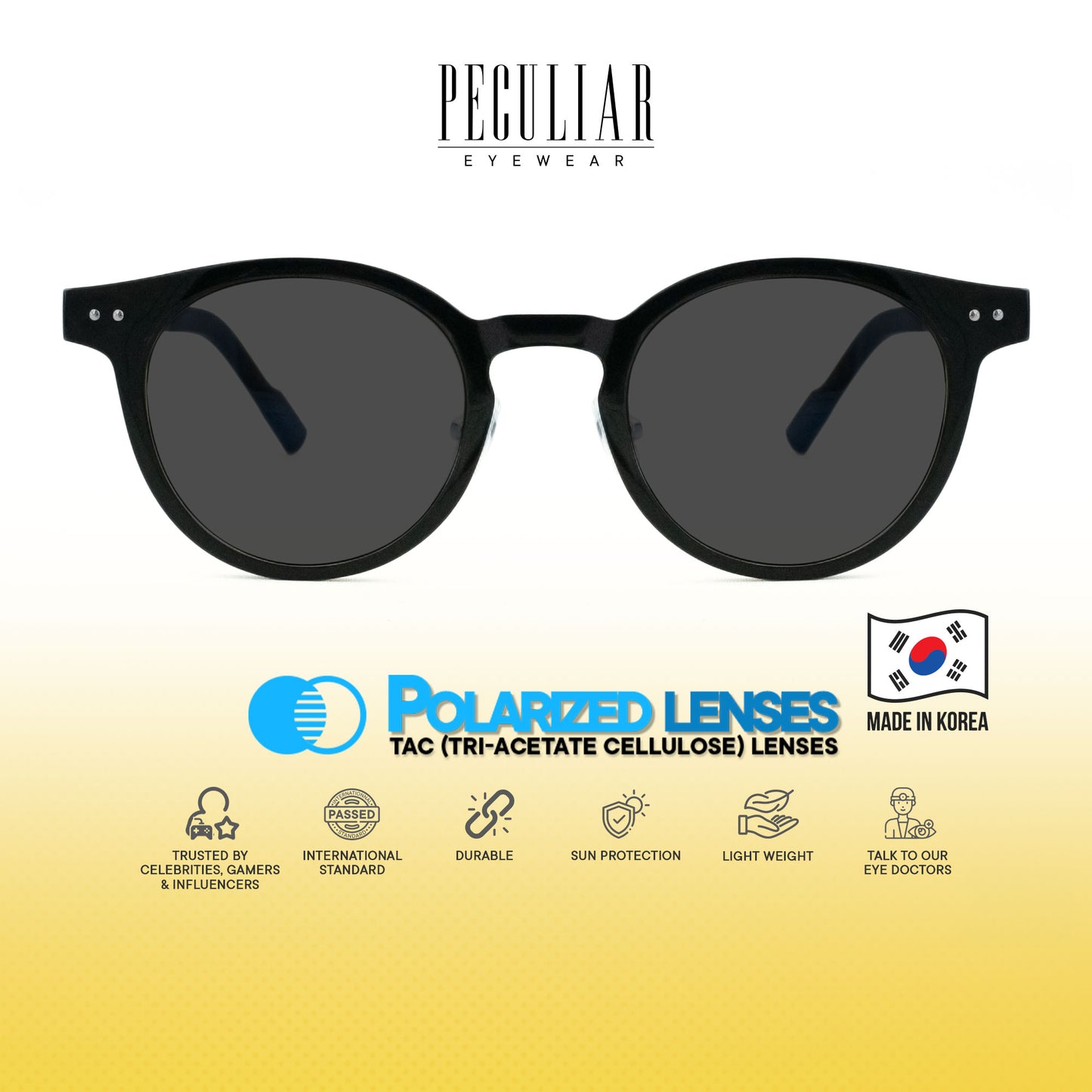 Peculiar Hane Round Korean BIO-Plastic Super Flex Computer Anti-Radiation Replaceable Lens Eyeglasses