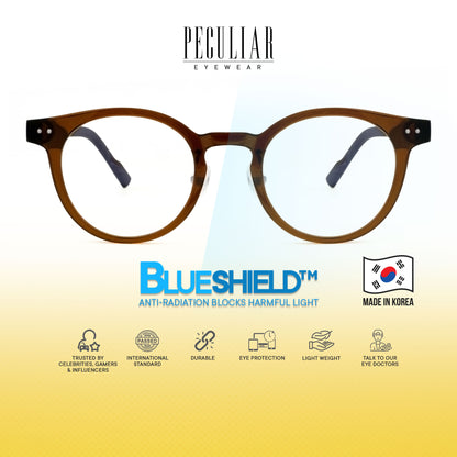 Peculiar Hane Round Korean BIO-Plastic Super Flex Computer Anti-Radiation Replaceable Lens Eyeglasses