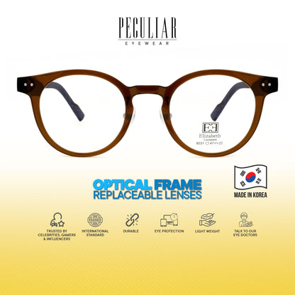 Peculiar Hane Round Korean BIO-Plastic Super Flex Computer Anti-Radiation Replaceable Lens Eyeglasses