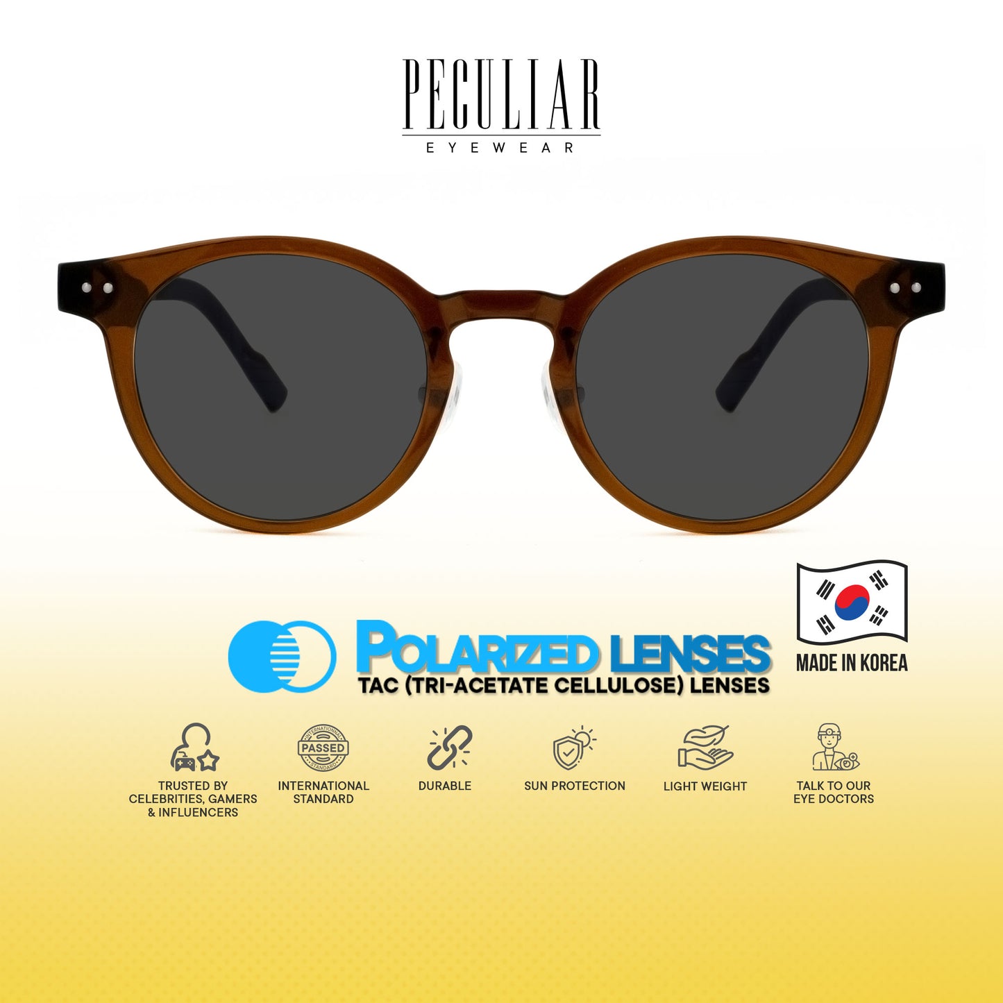 Peculiar Hane Round Korean BIO-Plastic Super Flex Computer Anti-Radiation Replaceable Lens Eyeglasses