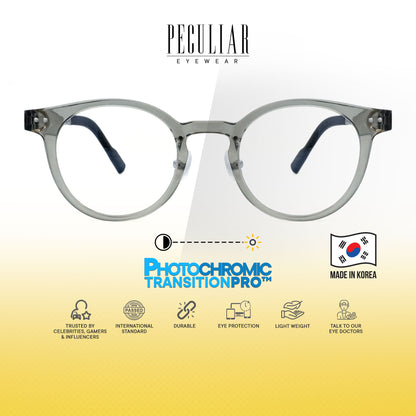 Peculiar Hane Round Korean BIO-Plastic Super Flex Computer Anti-Radiation Replaceable Lens Eyeglasses