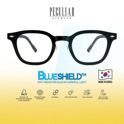Peculiar Arin Square Korean BIO-Plastic Super Flex Computer Anti-Radiation Replaceable Lens Eyeglasses