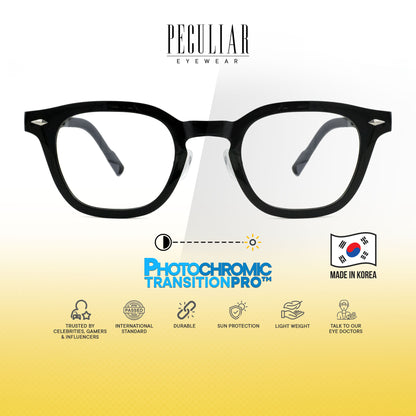 Peculiar Arin Square Korean BIO-Plastic Super Flex Computer Anti-Radiation Replaceable Lens Eyeglasses
