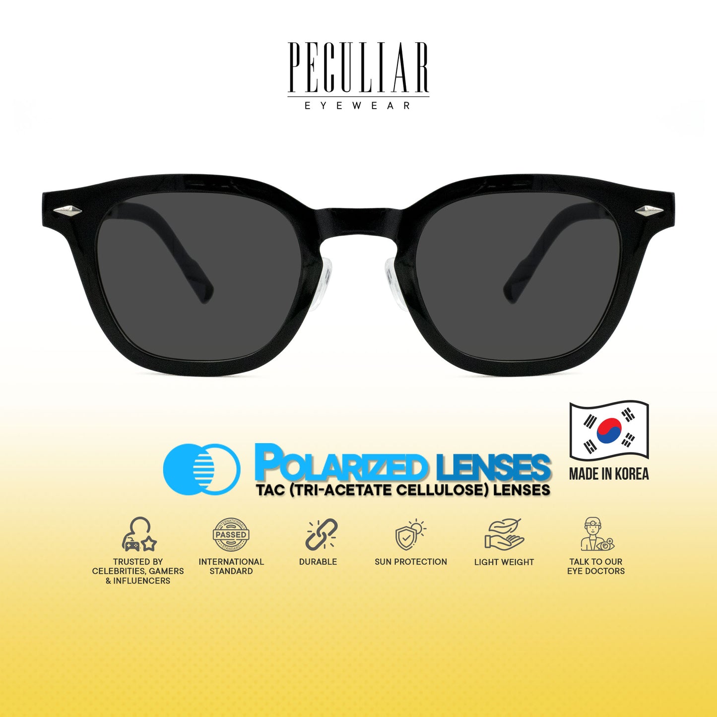 Peculiar Arin Square Korean BIO-Plastic Super Flex Computer Anti-Radiation Replaceable Lens Eyeglasses