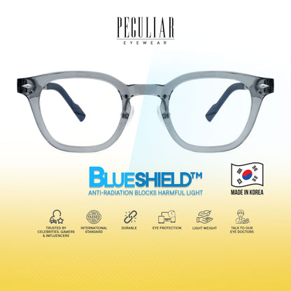 Peculiar Arin Square Korean BIO-Plastic Super Flex Computer Anti-Radiation Replaceable Lens Eyeglasses