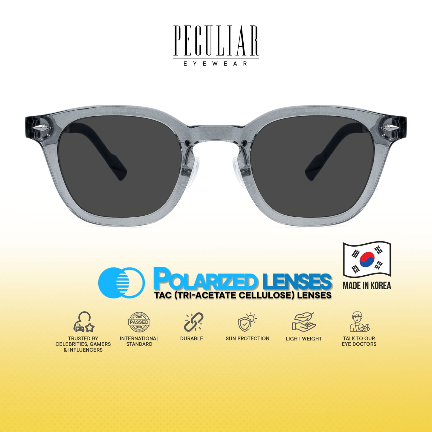 Peculiar Arin Square Korean BIO-Plastic Super Flex Computer Anti-Radiation Replaceable Lens Eyeglasses