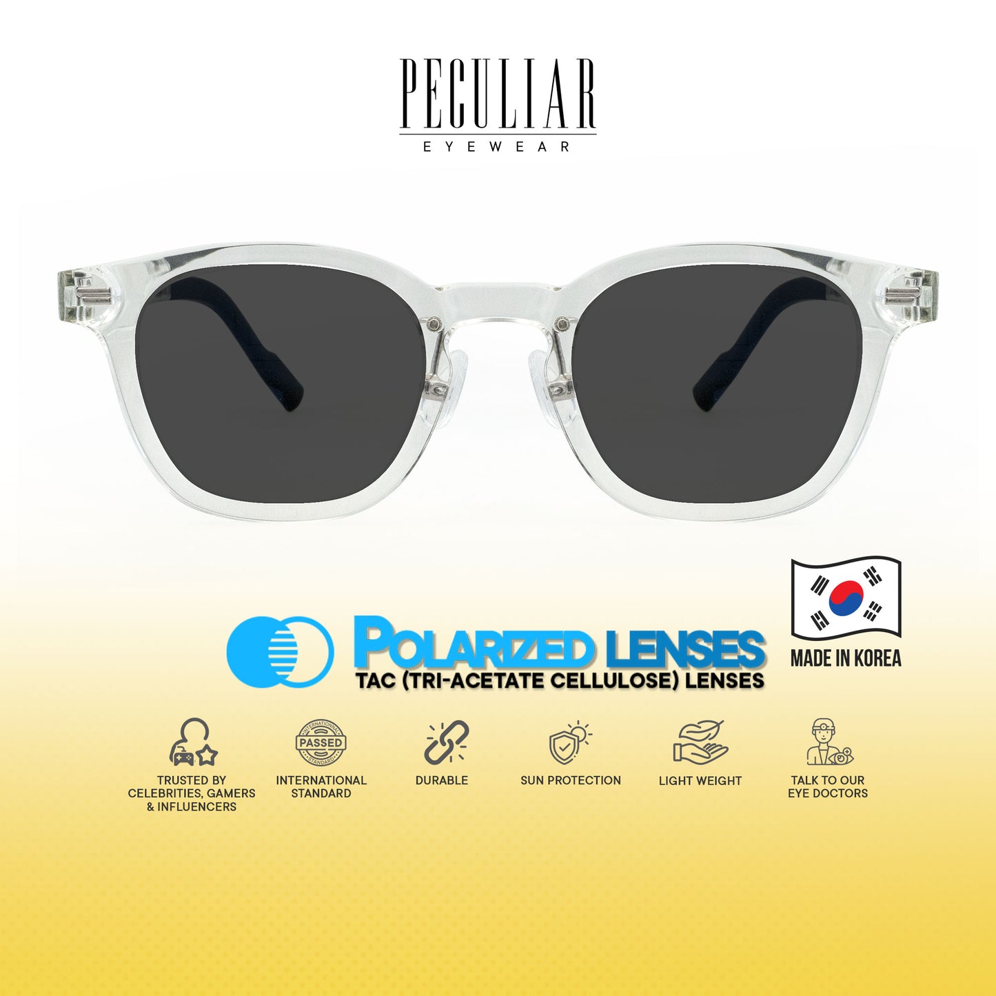 Peculiar Siro Square Korean BIO-Plastic Super Flex Computer Anti-Radiation Replaceable Lens Eyeglasses