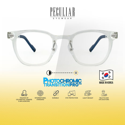 Peculiar Maru Square Korean BIO-Plastic Super Flex Computer Anti-Radiation Replaceable Lens Eyeglasses