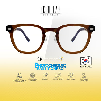 Peculiar Maru Square Korean BIO-Plastic Super Flex Computer Anti-Radiation Replaceable Lens Eyeglasses