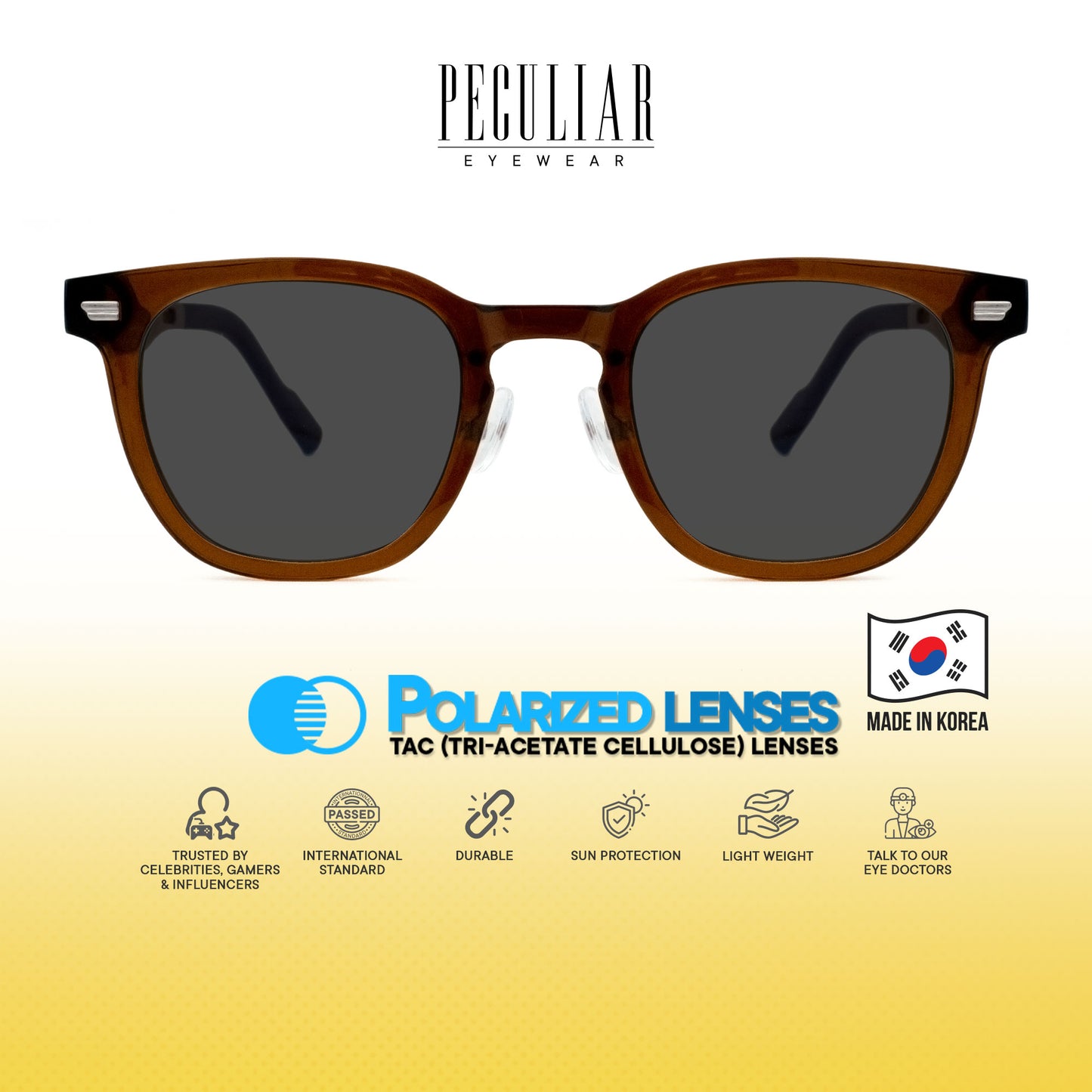 Peculiar Maru Square Korean BIO-Plastic Super Flex Computer Anti-Radiation Replaceable Lens Eyeglasses