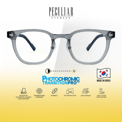 Peculiar Maru Square Korean BIO-Plastic Super Flex Computer Anti-Radiation Replaceable Lens Eyeglasses