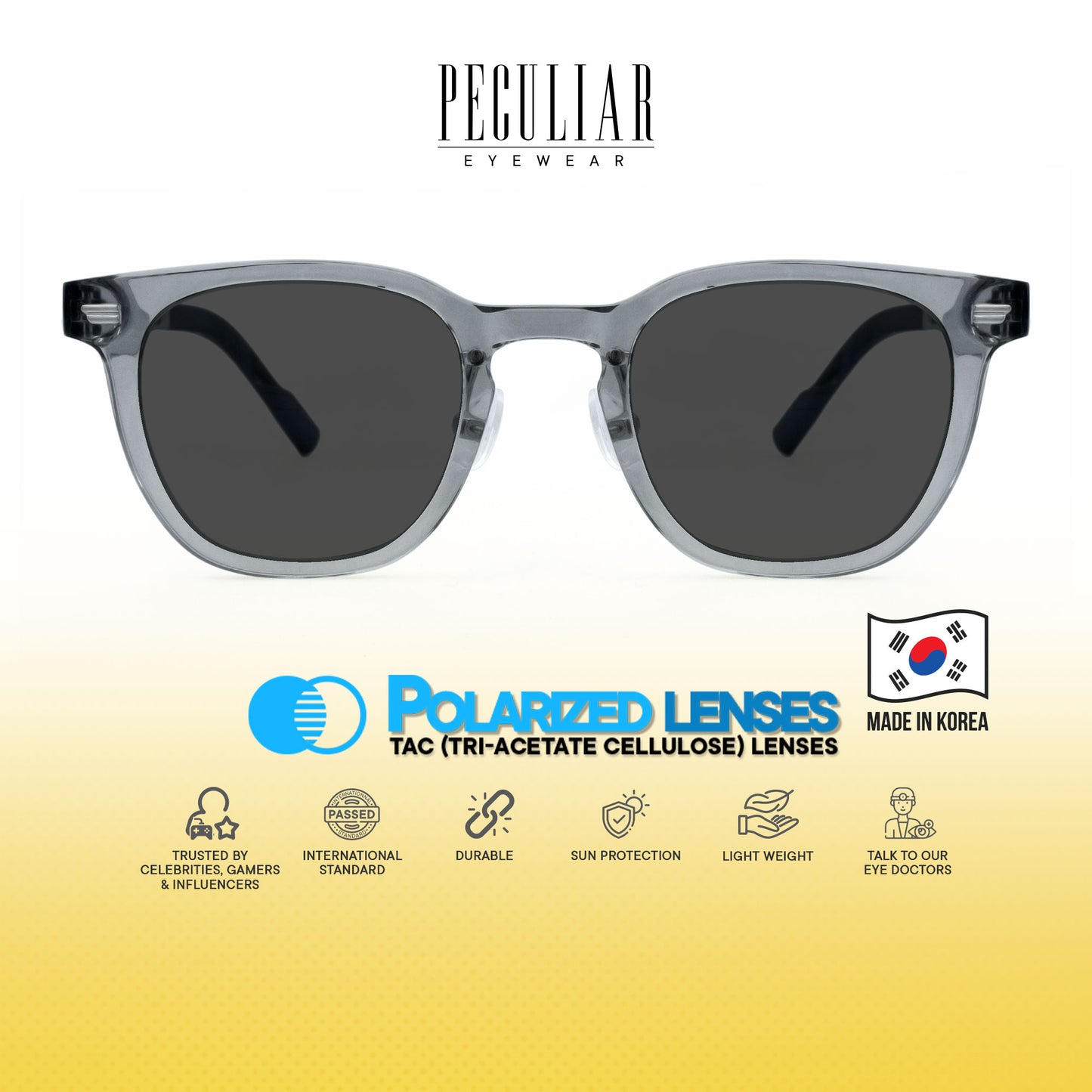 Peculiar Maru Square Korean BIO-Plastic Super Flex Computer Anti-Radiation Replaceable Lens Eyeglasses