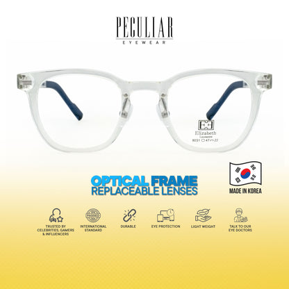 Peculiar Maru Square Korean BIO-Plastic Super Flex Computer Anti-Radiation Replaceable Lens Eyeglasses