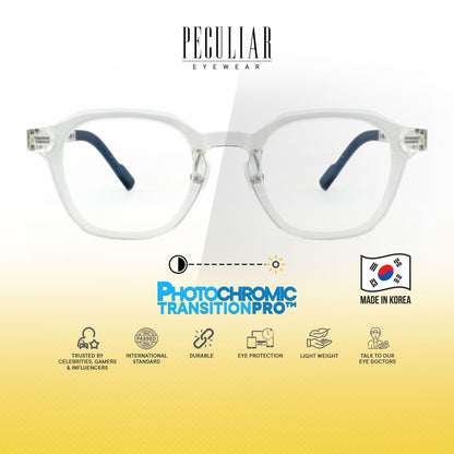 Peculiar Jino Square Korean BIO-Plastic Super Flex Computer Anti-Radiation Replaceable Lens Eyeglasses