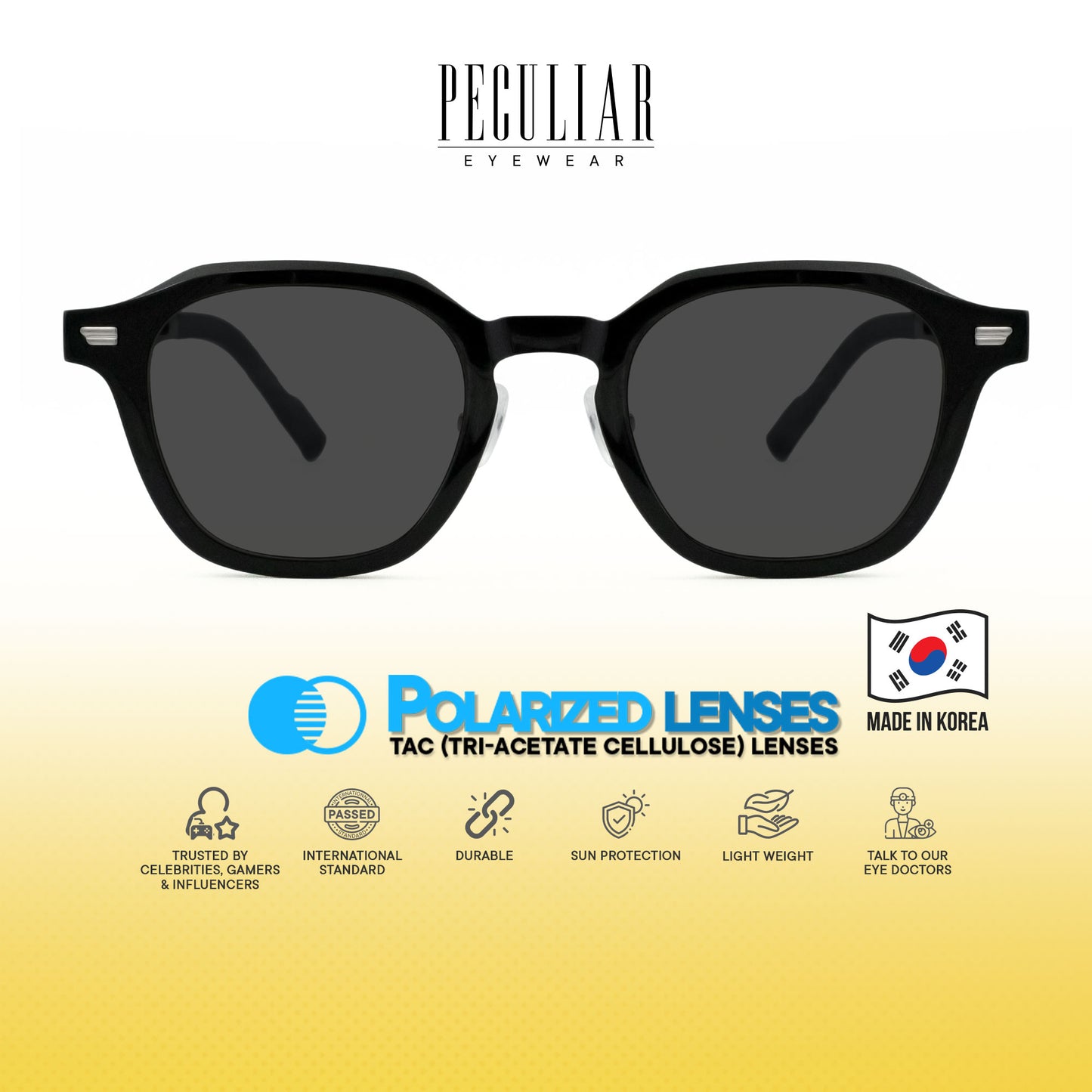 Peculiar Jino Square Korean BIO-Plastic Super Flex Computer Anti-Radiation Replaceable Lens Eyeglasses