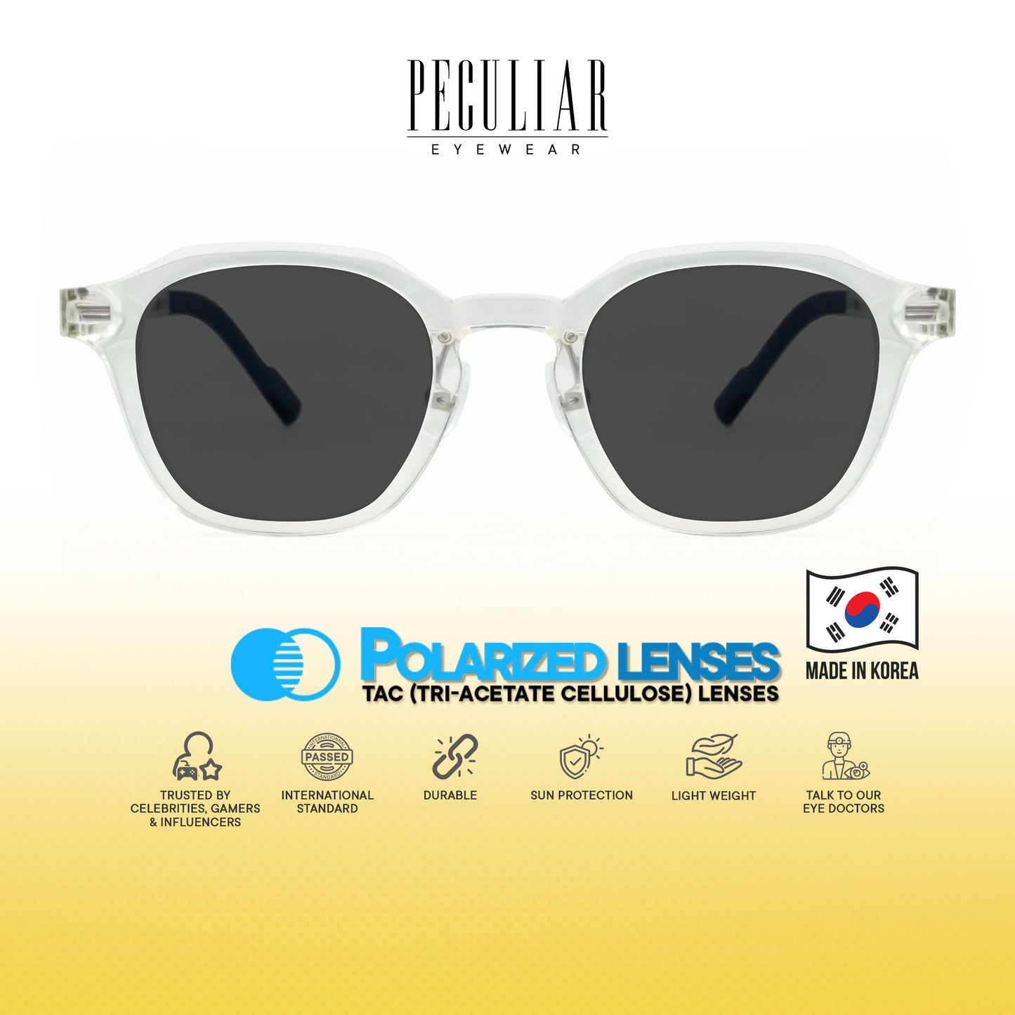 Peculiar Jino Square Korean BIO-Plastic Super Flex Computer Anti-Radiation Replaceable Lens Eyeglasses